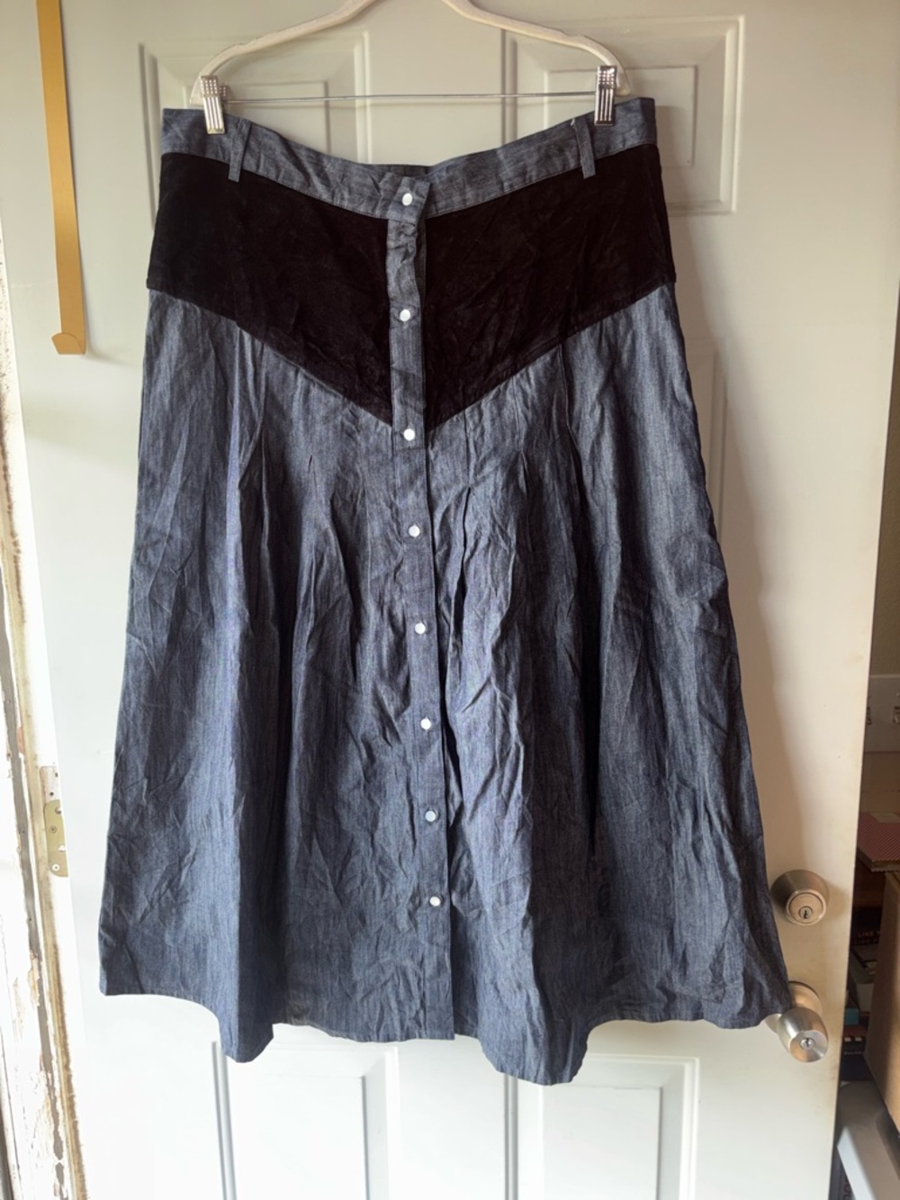 Batsheva chambray drop yoke skirt size 20